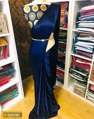 Beautiful Satin Saree with Blouse piece-thumb0