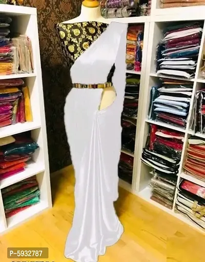 New Trendy Satin Solid Saree with Brocade Blouse piece-thumb0