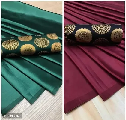 Trendy Satin Solid Saree With Blouse Piece Pack Of 2