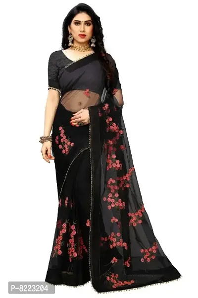 Classic Net Printed Saree with Blouse piece-thumb0
