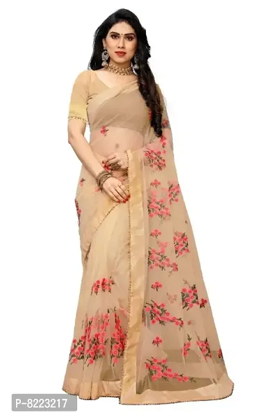 Classic Net Printed Saree with Blouse piece-thumb0