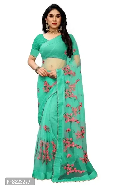 Classic Net Printed Saree with Blouse piece-thumb0