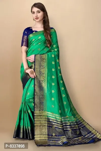 Beautiful Silk Blend Saree With Blouse Piece