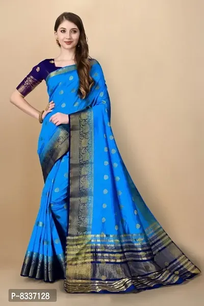 Beautiful Silk Blend Saree With Blouse Piece