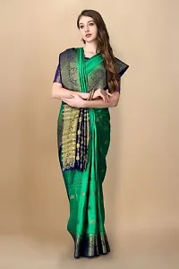 Beautiful Silk Blend Saree With Blouse Piece-thumb2