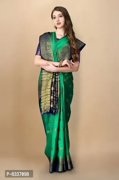 Beautiful Silk Blend Saree With Blouse Piece-thumb3