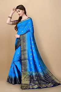 Beautiful Silk Blend Saree With Blouse Piece-thumb1