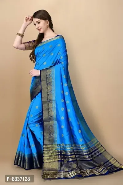 Beautiful Silk Blend Saree With Blouse Piece-thumb2