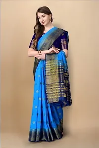 Beautiful Silk Blend Saree With Blouse Piece-thumb2