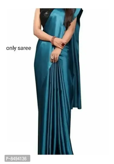 Classic Satin Solid Saree without Blouse piece