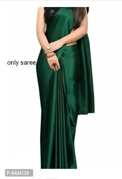 Classic Satin Solid Saree without Blouse piece-thumb0