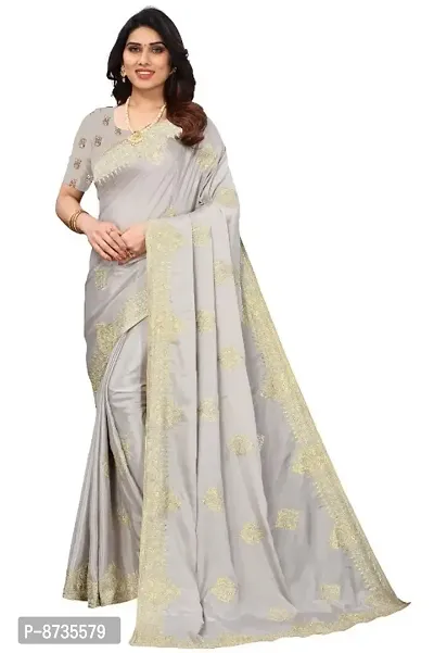 Classic Art Silk Embroidered Saree without Blouse Piece-thumb0