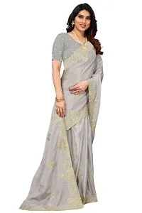 Classic Art Silk Embroidered Saree without Blouse Piece-thumb3