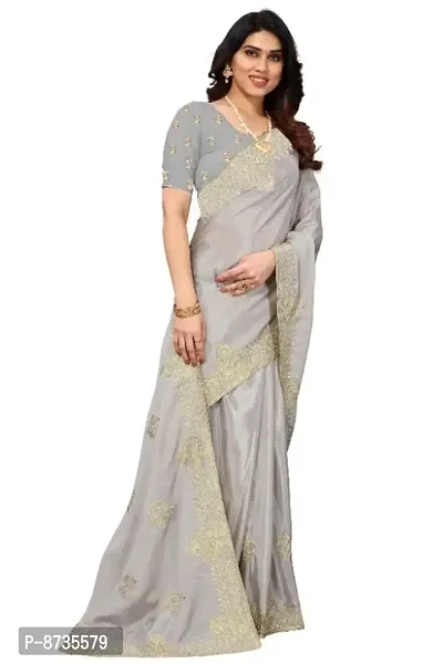 Classic Art Silk Embroidered Saree without Blouse Piece-thumb4