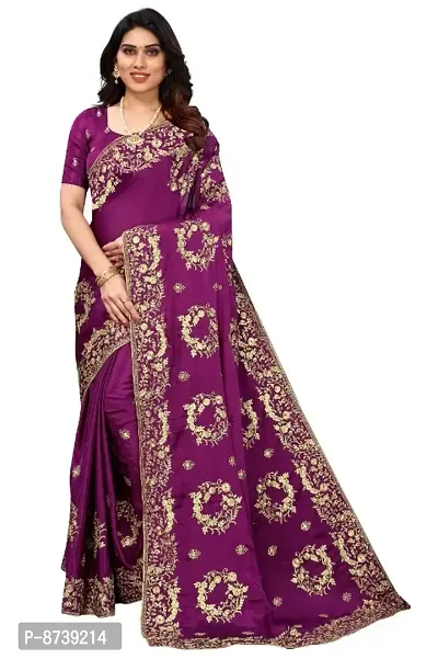 Beautiful fancy Misri  Stylist silk fabric embroidery Saree With classy silk Blouse Piece-thumb0