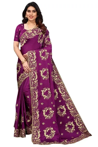 Attractive Silk Blend Saree with Blouse piece 