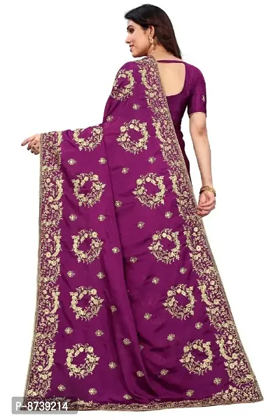 Beautiful fancy Misri  Stylist silk fabric embroidery Saree With classy silk Blouse Piece-thumb2