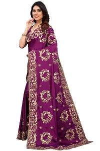 Beautiful fancy Misri  Stylist silk fabric embroidery Saree With classy silk Blouse Piece-thumb3