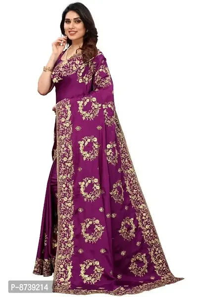 Beautiful fancy Misri  Stylist silk fabric embroidery Saree With classy silk Blouse Piece-thumb4