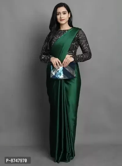 Classic Satin Solid Saree with Blouse piece