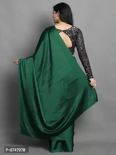 Classic Satin Solid Saree with Blouse piece-thumb2