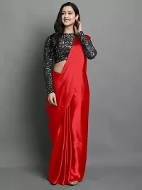 Classic Satin Solid Saree with Blouse piece-thumb1