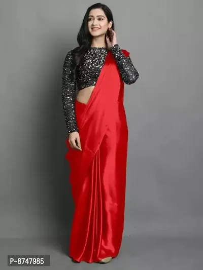 Classic Satin Solid Saree with Blouse piece-thumb2