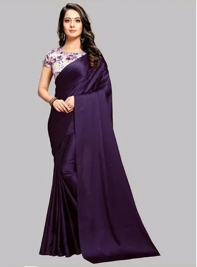 Beautiful satin silk saree with digital blouse piece