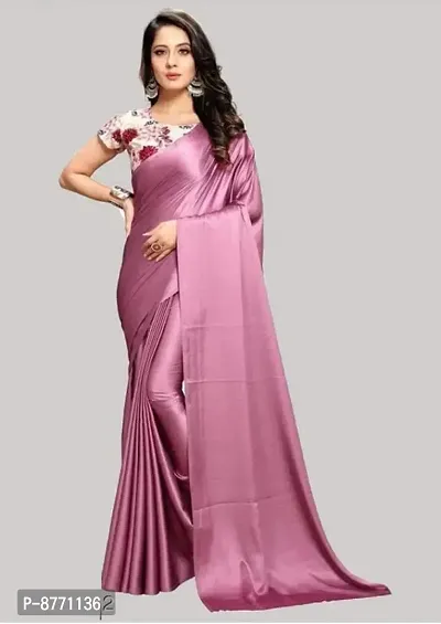 New Satin Bollywood Design Party Wear Casual Saree With Printed Blouse Piece