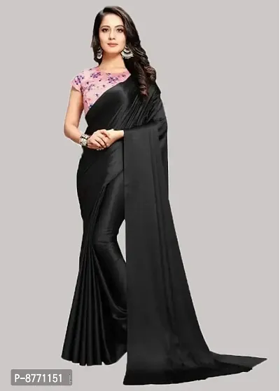 New Satin Bollywood Design Party Wear Casual Saree With Printed Blouse Piece-thumb0