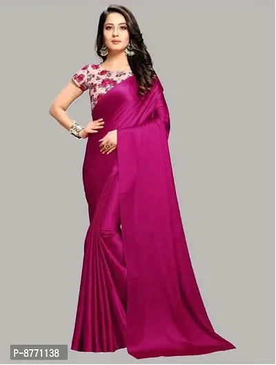 New Satin Bollywood Design Party Wear Casual Saree With Printed Blouse Piece