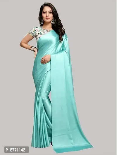 New Satin Bollywood Design Party Wear Casual Saree With Printed Blouse Piece