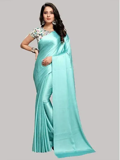 Avirat Designer Studio? Women's Satin Saree (Light Green)