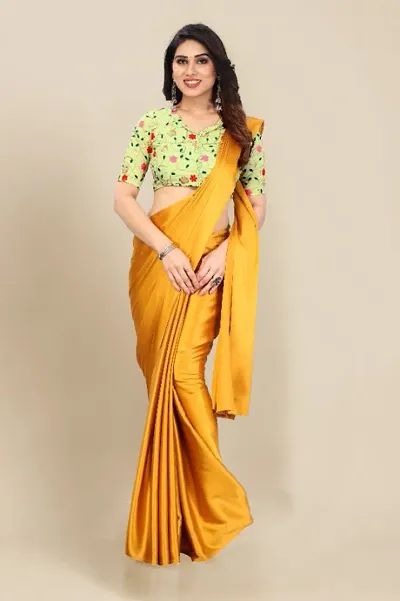 Trending Satin Saree with Blouse piece 