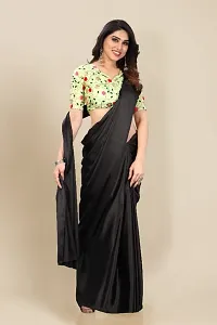 Trendy Satin Solid Saree with Blouse Piece for Women-thumb4