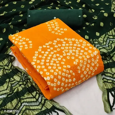 Classic Cotton Bandhani Printed Dress Material with Dupatta