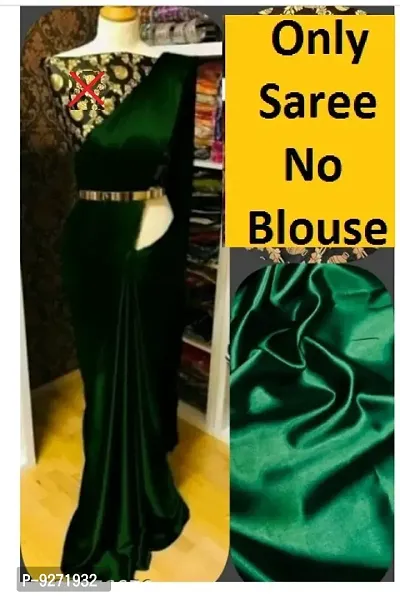 Classic Satin Solid Saree without Blouse piece