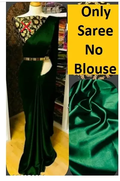 Classic Satin Solid Saree without Blouse piece