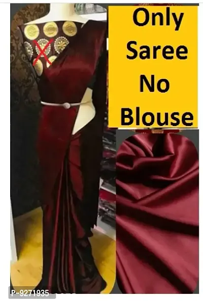 Classic Satin Solid Saree without Blouse piece-thumb0