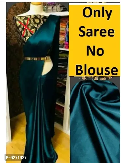 Classic Satin Solid Saree without Blouse piece