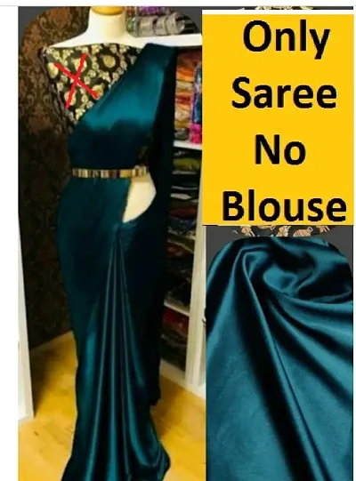 Classic Satin Solid Saree without Blouse piece