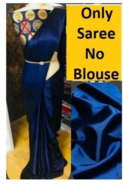 Classic Satin Solid Saree without Blouse piece