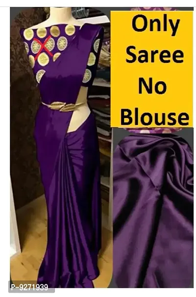Classic Satin Solid Saree without Blouse piece