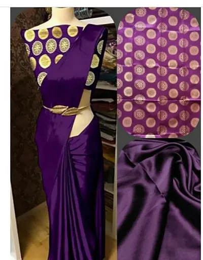 Best Selling Satin Saree with Blouse piece 