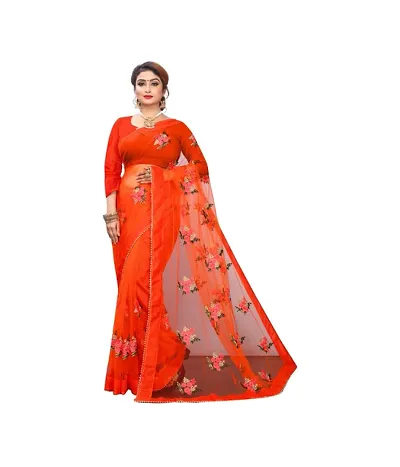 Net Embroidered Sarees with Blouse Piece