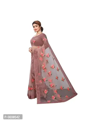 Beautiful fancy Bollywood Desinged Stylist net fabric embroidery Saree With classy silk Blouse Piece-thumb2