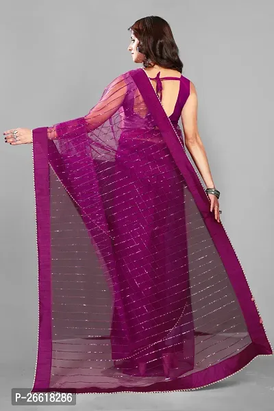 Classic Net Saree with Blouse piece-thumb2