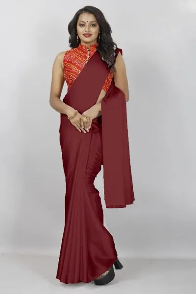 New In Satin Saree without Blouse piece 