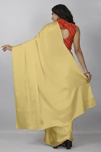 satin plain saree with Printed Blouse-thumb2