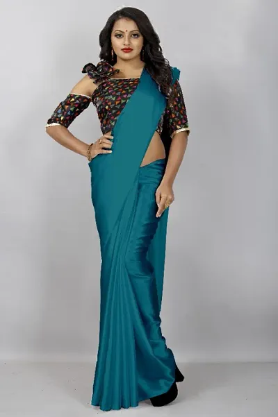 Stylish Velvet Sequinned Saree with Blouse Piece